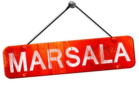 Marsala, 3D rendering, a red hanging sign Stock Illustration