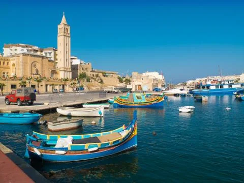 Marsaskala harbor malta Stock Photos