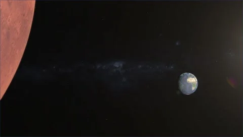 Mars.Colonization and resettlement to Mars. View from Mars to Earth. Stock Footage 152131665