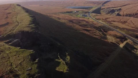 Marsden moor 4k pass over the hill Stock Footage 236138295