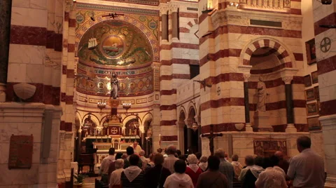Marseille France Notre Dame de la Garde church HD 0225 Stock Footage