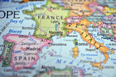 Marseille Highlighted on World Map with Soft Blur Background Minimal Travel.. Foto stock