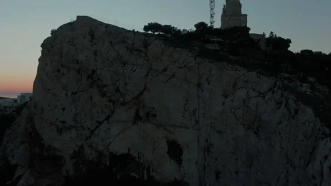 MARSEILLE-LOCKDOWN Notre-dame-sunset-elevation LUT 스톡 동영상 131331612