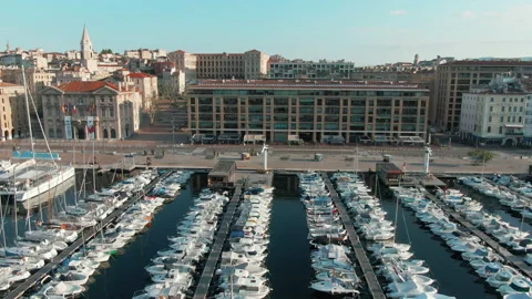 MARSEILLE-LOCKDOWN OldHarbour-cityhall-elevation LUT 스톡 동영상 130825052