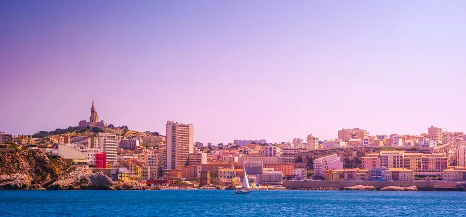 Marseille panorama from Frioul archipelago. Marseille, Provence-Alpes-Cote d' Stock Photos