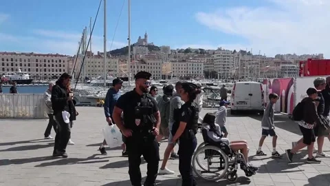 Marseille, ready to receive the Olympic flame this May 8, MARSELLA, FR - 07 May  Stock Footage 274593301