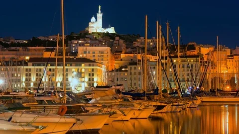 Marseille in a summer sunset, timelapse Stock Footage 74612557