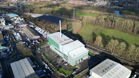Marsh Barton, England (26/01/05): The Exeter Energy Recovery Facility Stock Footage 325862273