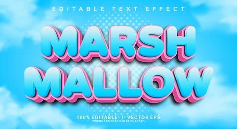 Marsh mallow vector text effect with modern style design Stock Illustration