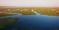 Marsh Wetlands Aerial Golden Hour Rising Ocean Seashore Cape Cod Nature 4K Stock Footage