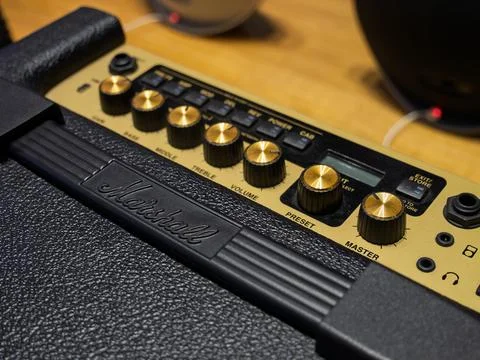 Marshall Guitar Amplifier Close-Up with Controls Stock Photos