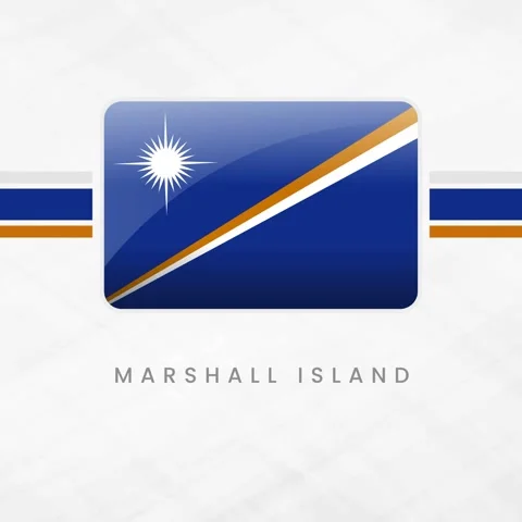 Marshall Islands Flag Button 3D Icon Blue Field with White Star and Diagona.. Video stock 332060755