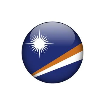 Marshall Islands Flag Circle Button Vector Template Stock Illustration