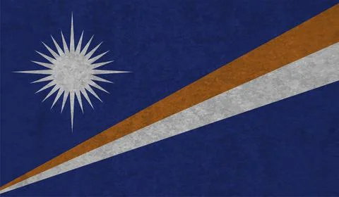 Marshall Islands flag with the effect of crumpled paper and grunge Stock Illustration