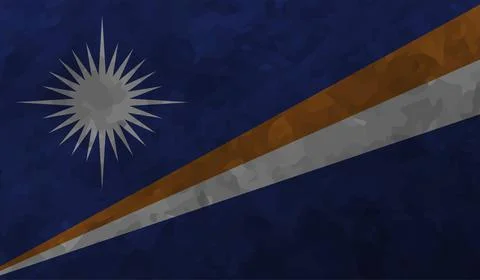 Marshall Islands flag with the effect of crumpled paper and grunge Stock Illustration