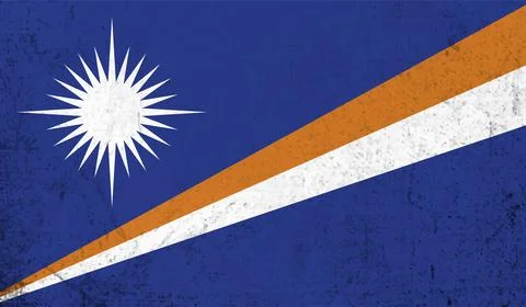 Marshall Islands flag with the effect of crumpled paper and grunge Stock Illustration