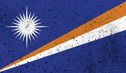 Marshall Islands flag with the effect of crumpled paper and grunge Stock Illustration