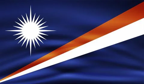 Marshall Islands flag with the effect of crumpled paper and grunge Stock Illustration
