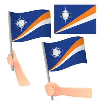 Marshall Islands flag in hand set Stock Illustration