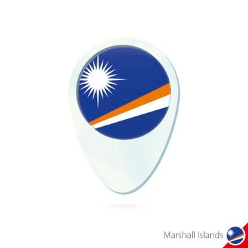 Marshall Islands flag location map pin icon on white background. Stock Illustration
