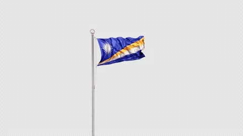 Marshall Islands   Flag Pole  Animation Include Alpha 3D Rendering Stock-Footage 312079076