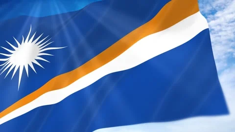 Marshall Islands Flag Seamless Loop 4k 60fps on Sky Background 動画素材 341675317