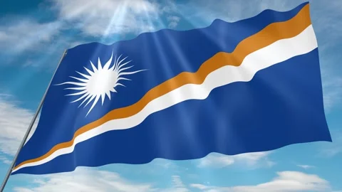 Marshall Islands Flag Seamless Loop 4k 60fps on Sky Background Stock Footage 341760324
