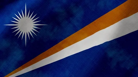 Marshall islands flag waving background with real fabric texture Stockbeeldmateriaal 291916927