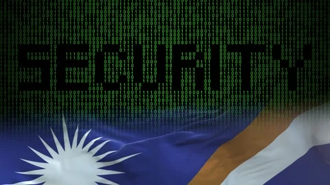 Marshall Islands flag - Waving flag on matrix binary code background Stock Footage 321422414