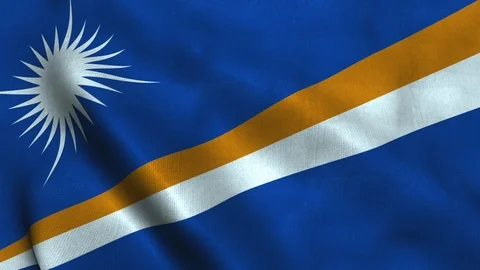 Marshall Islands flag waving in the wind. National flag Marshall Islands Video stock 124594922