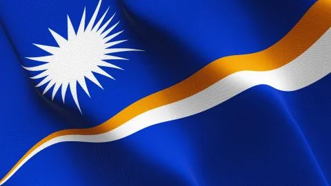 Marshall Islands flag waving on wind. Stock Illustration