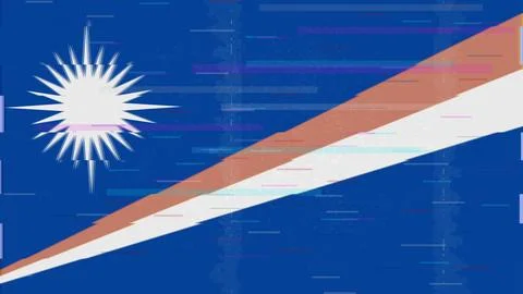Marshall Islands Glitch Flag Vector - RGB Split Digital Video Frame Design Stock Illustration