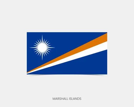 Marshall Islands Rectangle flag icon with shadow. Stock Illustration