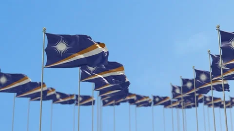 Marshall Islands Row Of Flags 3D Animation Stock-Footage 148723527