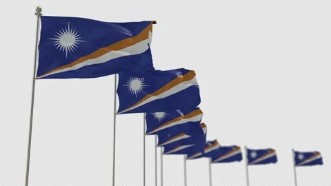 Marshall Islands Row Of Flags Animation Include Alpha Channel  Stock Footage 163336756