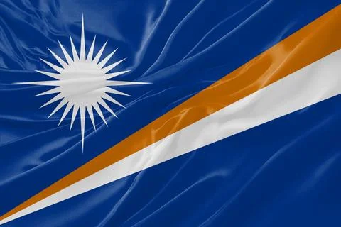 Marshall Islands Waving Flag Background with Silk Fabric Texture Stock Illustration