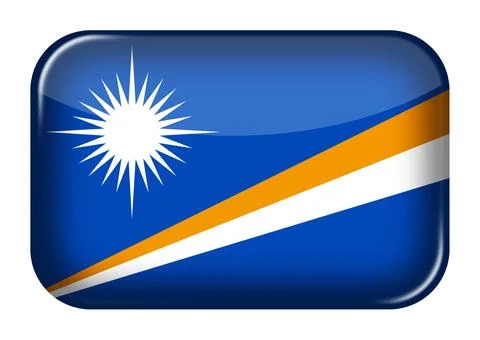 Marshall Islands web icon rectangle button with clipping path 3d illustration Stock Illustration