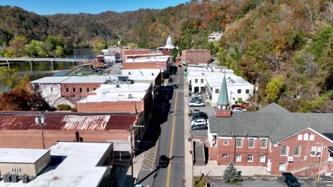 Marshall NC aerial push in Stock Footage 255132975