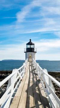 Marshall Point Lighthouse boardwalk Stock Photos