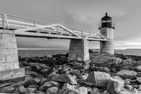 Marshall Point Lighthouse as a storm front moves through Stock Photos