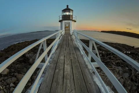 Marshall Point Lighthouse as a storm front moves through Stock Photos