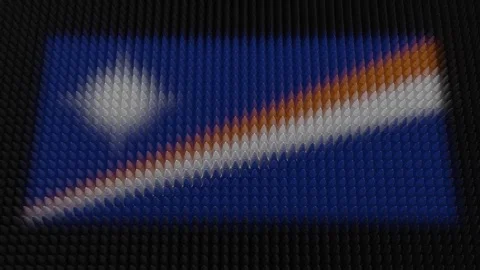 Marshallese Flag Light Shining on Scrolling Bullets Stock Footage 277966452