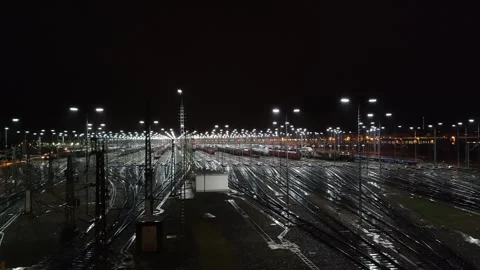Marshalling yard@night Video stock 259629773