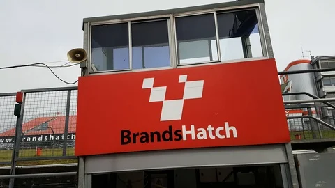 The Marshal's Box from pit lane at Brands Hatch Circuit Stock Footage 110904899