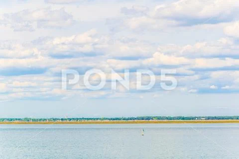Marshes and oyster farms on the Ile aux Oiseaux near Arcachon, France. Stock Photos