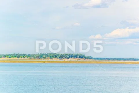 Marshes and oyster farms on the Ile aux Oiseaux near Arcachon, France. Stock Photos