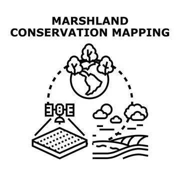 Marshland conservation mapping using satellite technology 库存插图