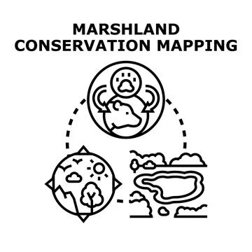 Marshland conservation mapping vector concept icon Stock Illustration