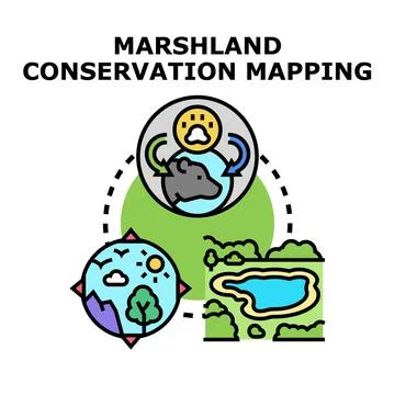 Marshland conservation mapping vector concept icon Stock Illustration