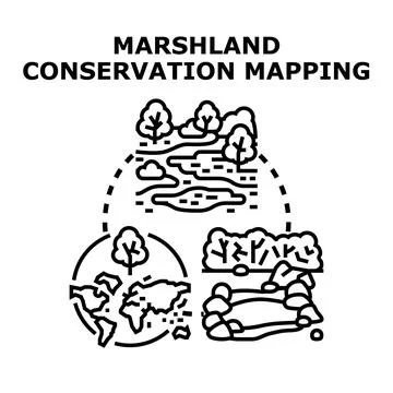 Marshland conservation mapping vector concept illustration Stock Illustration